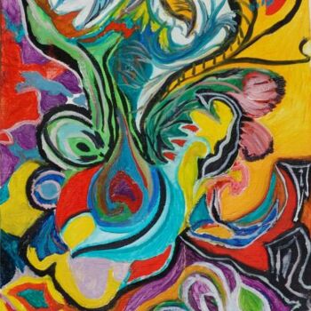 Peinture intitulée "la joie" par Mona Abdelkefi Roussette, Œuvre d'art originale, Huile