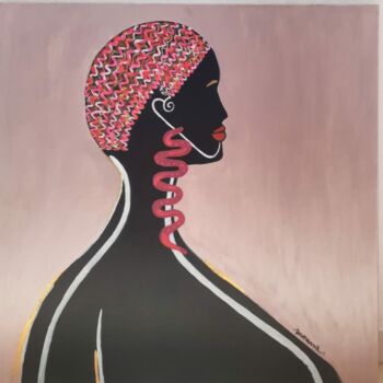 Peinture intitulée "AFRICAINE" par Mona Amara, Œuvre d'art originale, Aquarelle Monté sur Châssis en bois