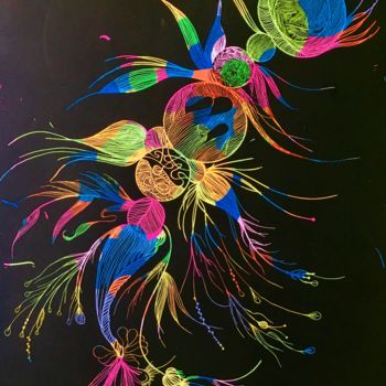 Dessin intitulée "Rainbow specimen 02…" par Mona Bessaa, Œuvre d'art originale, Pointe d'argent