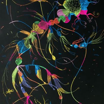 Dessin intitulée "Rainbow specimen 03…" par Mona Bessaa, Œuvre d'art originale, Pointe d'argent