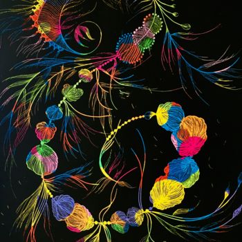 Zeichnungen mit dem Titel "Rainbow specimen 04" von Mona Bessaa, Original-Kunstwerk, Silberstift