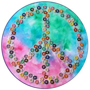 「Peace and love」というタイトルのコラージュ Mona Bessaaによって, オリジナルのアートワーク