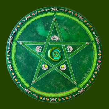 Painting titled "Pentacle de lune (p…" by Mona Bessaa, Original Artwork, Acrylic