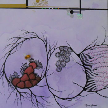 Pintura titulada "Oeuf et abeille" por Mona Bessaa, Obra de arte original, Oleo