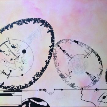 Painting titled "L'oeuf diagrammatiq…" by Mona Bessaa, Original Artwork, Oil