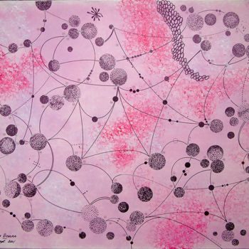 Painting titled "Connections astrales" by Mona Bessaa, Original Artwork, Oil