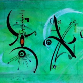 Peinture intitulée "Enseigne verte" par Mona Bessaa, Œuvre d'art originale, Huile