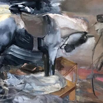 Malarstwo zatytułowany „Zwei Pferde” autorstwa Mona Dia, Oryginalna praca, Olej