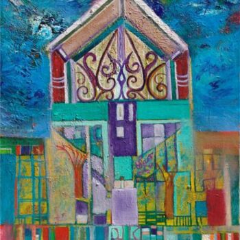 Painting titled "LE TEMPLE DE LA FUS…" by Mona Roussette, Original Artwork, Oil