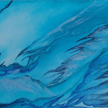 Painting titled "LA MER, LES VAGUES" by Mona Roussette, Original Artwork, Oil