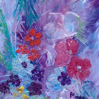 Painting titled "Tableau fleurs: Fle…" by Mona Roussette, Original Artwork