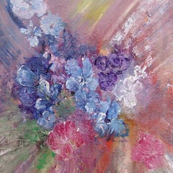 Schilderij getiteld "Tableau fleurs: la…" door Mona Roussette, Origineel Kunstwerk