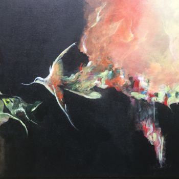 Painting titled "Bird of Fire" by Monagaya, Original Artwork, Acrylic