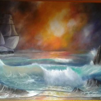 Painting titled "wave.jpg" by Moncef Ben, Original Artwork
