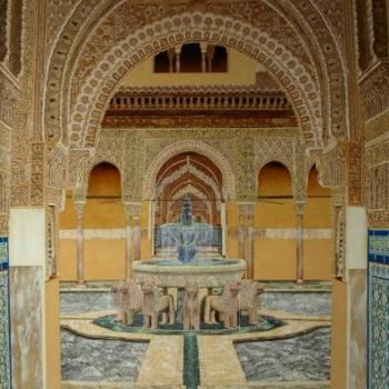 Painting titled "Patio de los Leones…" by Moncholc, Original Artwork, Oil