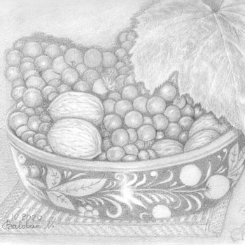 Drawing titled "L"automne" by Nadège Baloban, Original Artwork, Pencil