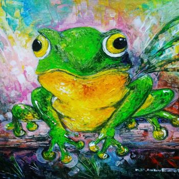 "The Frog" başlıklı Tablo Mondy Pierre Auguste tarafından, Orijinal sanat, Akrilik Karton üzerine monte edilmiş