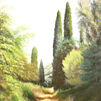 Pittura intitolato "FORET A CORFOU. Réf…" da Monelle, Opera d'arte originale, Olio