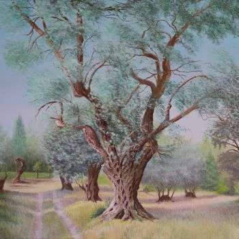 Painting titled "UN BOUT DE CHEMIN." by Monelle, Original Artwork, Oil