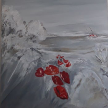 Painting titled "Coquelicots" by Monika, Original Artwork, Oil