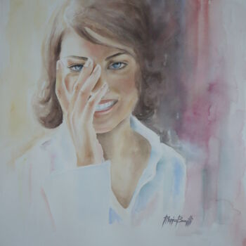 Painting titled "sorriso-nascosto.jpg" by Monica Buccilli, Original Artwork, Watercolor