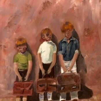 Painting titled "Primer día de coleg…" by Mónica Caruncho Fontela, Original Artwork, Oil