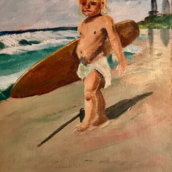 Pintura titulada "Perdido en la playa" por Mónica Caruncho Fontela, Obra de arte original, Oleo