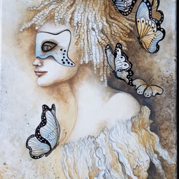 Peinture intitulée "Bal masqué" par Monica Cattaneo, Œuvre d'art originale, Acrylique Monté sur Châssis en bois