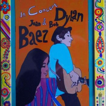 Malerei mit dem Titel "Joan Baez and Bob D…" von Monica Ciobanu, Original-Kunstwerk, Öl