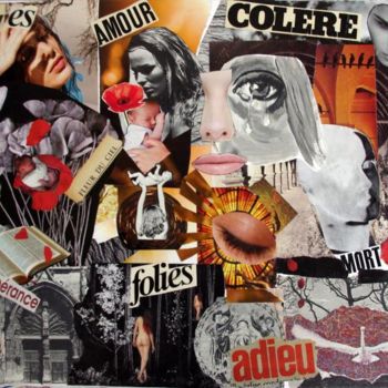 Collages intitolato "La malédiction d'un…" da Monica Ciobanu, Opera d'arte originale, Altro