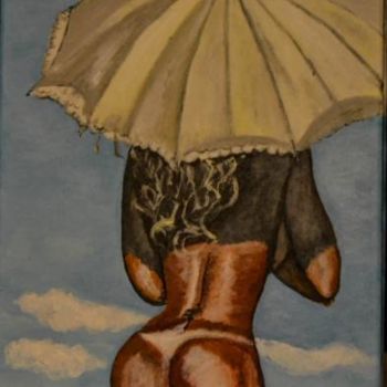Painting titled "Girl with an umbrel…" by Monica Ciobanu, Original Artwork