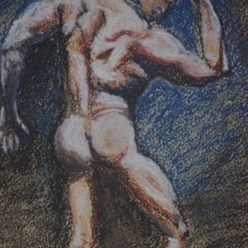 Painting titled "Male nude" by Monica Ciobanu, Original Artwork