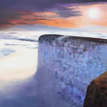 Peinture intitulée "Sunset landscape, a…" par Monica Le Crom, Œuvre d'art originale, Acrylique Monté sur Châssis en bois