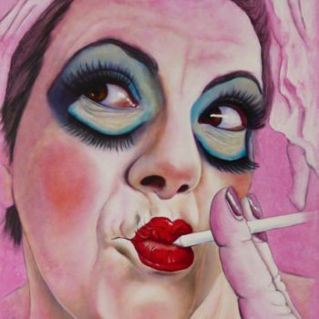 Pittura intitolato "Smoke DollSamantha…" da Monica Spicciani, Opera d'arte originale, Olio