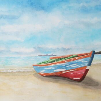 Painting titled "El Barco" by Mónica Tejero Green, Original Artwork, Watercolor
