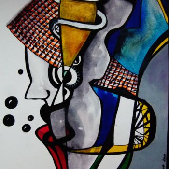 Painting titled "face." by Karmica, Original Artwork, Other