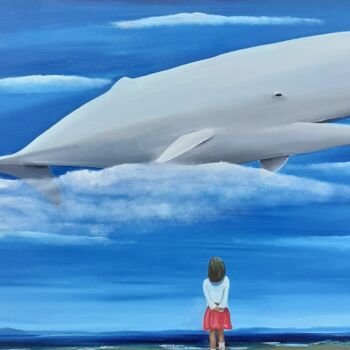 Pittura intitolato "Una balena di passa…" da Monica Zambon, Opera d'arte originale, Olio