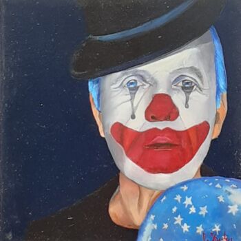 Peinture intitulée "Il clown" par Monica Zambon, Œuvre d'art originale, Huile