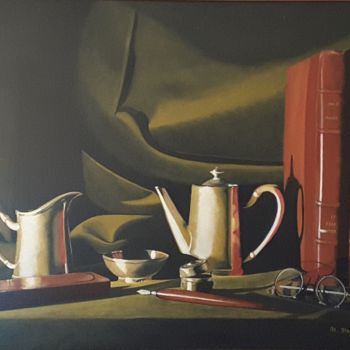 Pintura intitulada "L'heure du thé" por Monica Stagi-Decroix, Obras de arte originais, Óleo
