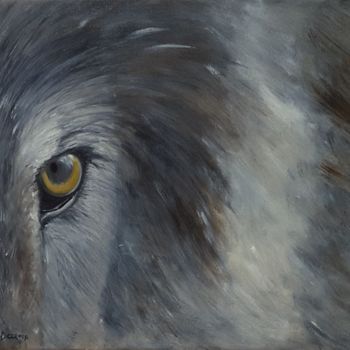 Pintura intitulada "Oeil de loup" por Monica Stagi-Decroix, Obras de arte originais, Óleo