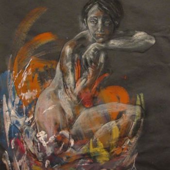 Pintura titulada "Eve féline" por Monica Jacquin, Obra de arte original, Oleo