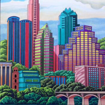 "Austin Skyline" başlıklı Resim Monica Puryear tarafından, Orijinal sanat, Işaretleyici