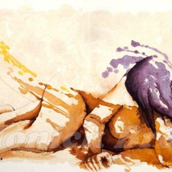 Peinture intitulée "LA FEMME - DUNE" par Monick Bres, Œuvre d'art originale, Encre