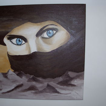 Painting titled "Die Augen Tuaregfrau" by Monika Brasi, Original Artwork, Oil