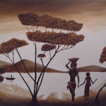 Painting titled "Afrika" by Monika Brasi, Original Artwork, Acrylic