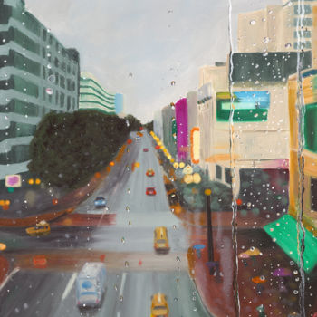 Painting titled "Rainy Sunday" by Monika H. Csanyi, Original Artwork, Oil