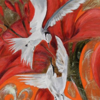 Peinture intitulée "Birds of happiness" par Mónika Katalin Pál, Œuvre d'art originale, Huile