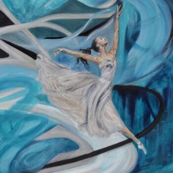 Картина под названием "Dance of the Flow" - Mónika Katalin Pál, Подлинное произведение искусства, Масло