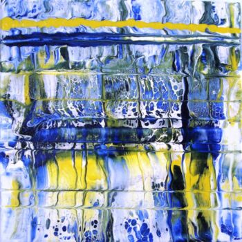 Painting titled "No.6 Blue/yellow ab…" by Monika Mika, Original Artwork, Acrylic