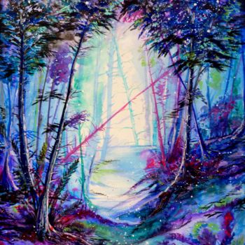 Malerei mit dem Titel "Magical Forest" von Mónika Nikodém, Original-Kunstwerk, Acryl